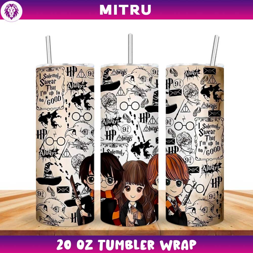 Harry Potter Friends Straight Tumbler Wrap 20 Oz PNG Digital Download