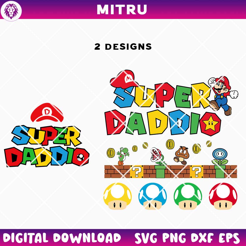 Super Daddio SVG PNG, Mario Dad SVG