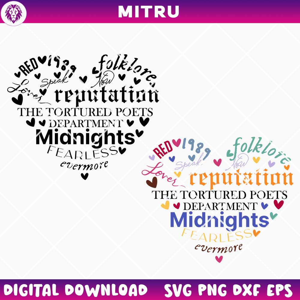 Taylor Swift Heart Album SVG PNG, Swiftie Lover SVG, Taylor Fan SVG