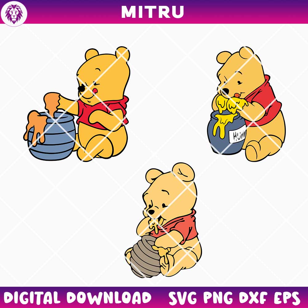 Winnie The Pooh Honey Pot SVG PNG, Baby Pooh SVG